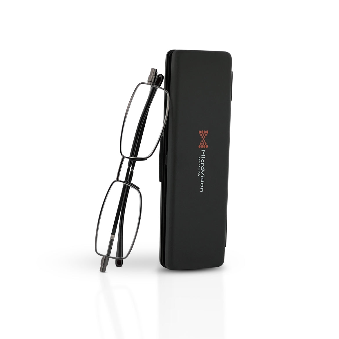 Microvision Optical Flat Folding Reading Glasses with Compact Case for Women and Men Slim Foldable Frame Eyeglasses